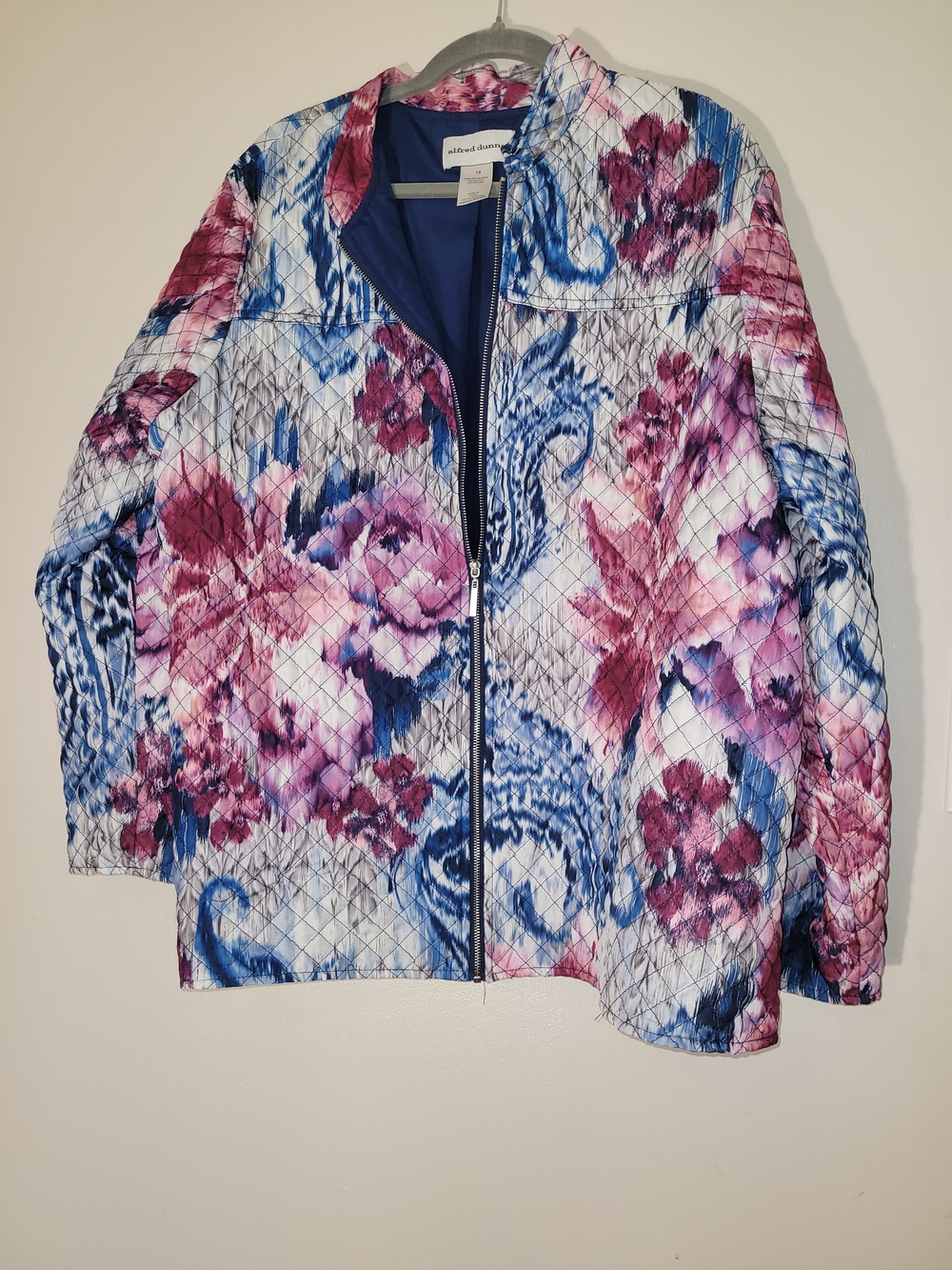 Alfred Dunner Pink & Blue Quilted Floral Zip Jacket